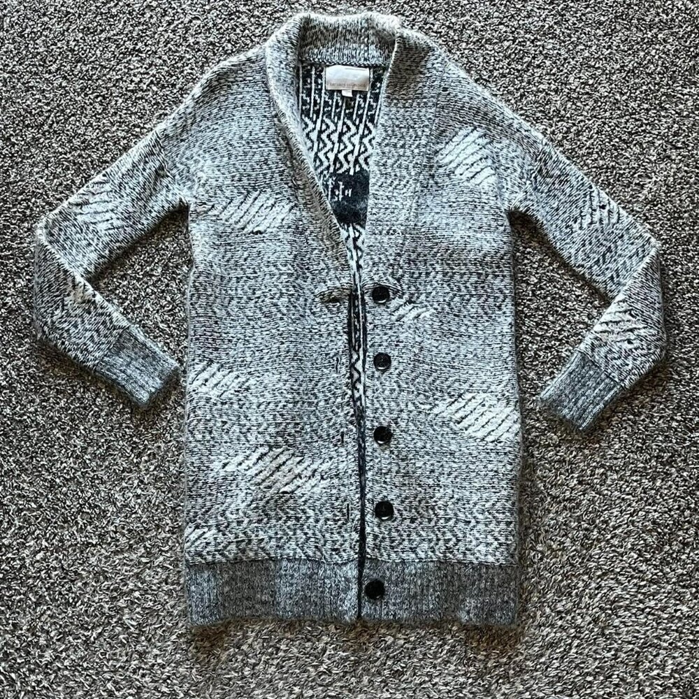 Banana Republic Gray White Mohair Merino Wool Small Cardigan Aztec Indie Chic